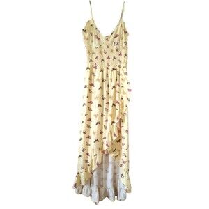 J for Justify Maxi Yellow Dress Butterfly Sleeveless S - Stylish and Feminine